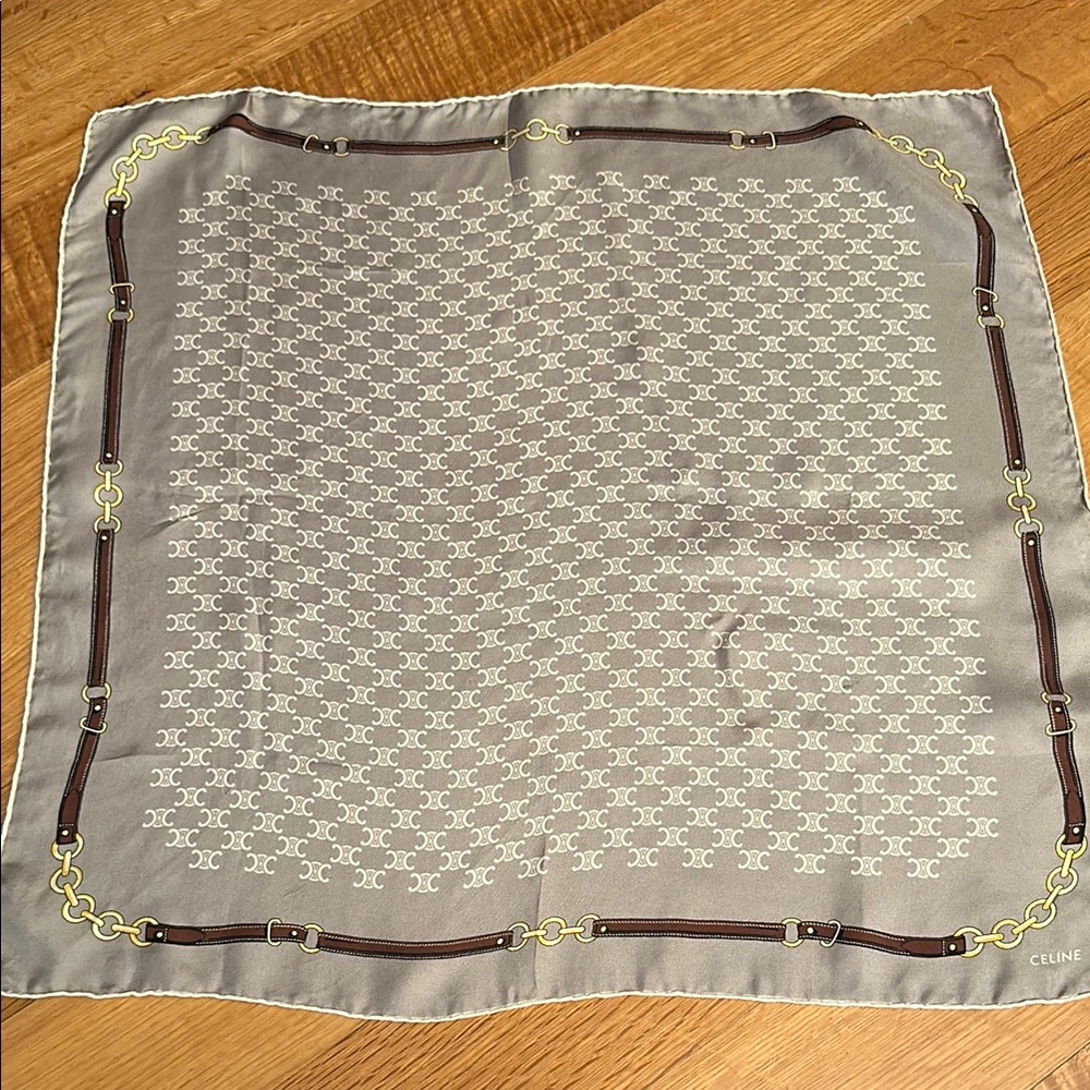 Celine Gray/Sage and Gold Patterned Scarf bandana